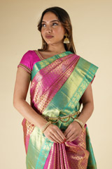 Pink and Green Silk Saree710 video